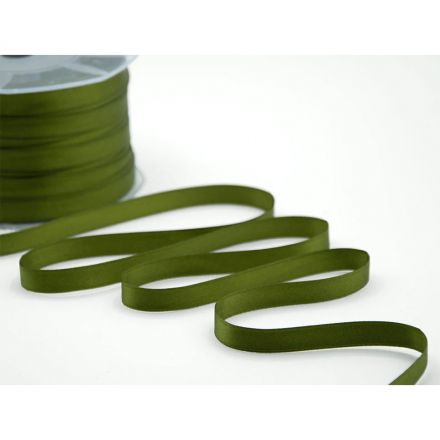 Moss green double satin ribbon 10 mm